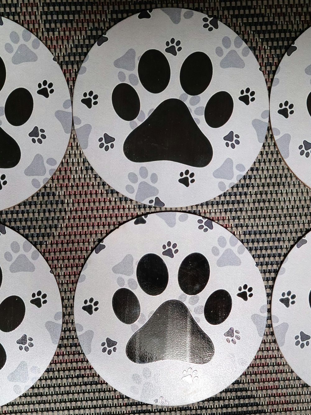 Premium Black & Gray Paw Print Coasters